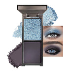 Blue Black Two Color Matte Shimmer Glitter Eyeshadow,Bright Eye Shadow Powder,Professional Long-Lasting Waterproof Makeup Palette,Blendable,Easy-To-Apply and Compact for Travel