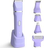 KINGTEE 5-in-1 Electric Bikini Trimmer for Women – IPX7 Waterproof Shaver, Cordless Body & Facial Razors for Women, Ceramic Blades, USB-C Rechargeable, Painless Hair Removal Kit (Purple)