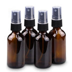 Wedama 4 oz Mini Glass Spray Bottles, Empty Small Spray Bottles with Funnel Dropper, Fine Mist for Hair, Travel, Plants, Cleaning Solutions and Skin Care (4 Pack Amber)