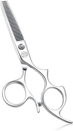 Moontay 5.5" Hair Cutting Shears with Large Finger Holes, Professional Barber Stylist Thinning Shears, Salon Hair Cutting Scissors, 440C Japanese Stainless Steel, Silver