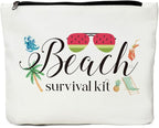 JIUWEIHU Beach Bags, Sunscreen Bag, Beach Kit, Waterproof Cosmetic Case, Blue Cotton Makeup Bag, Travel Accessory, Unisex-Adult