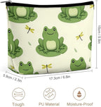 Women's Makeup Case, Large Zipper Cosmetic Case, Toiletry Bag, Travel Cosmetic Toiletry Bag Cute Frog Animal Green Frogs