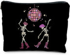 Funny Disco Dancing Skeleton Makeup Bag, Goth Gothic Skull Cosmetic for Women, Halloween Gifts, Dark Academia Makeup Pouch, Horror Bag
