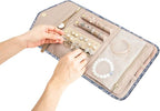 BAGSMART Travel Jewellery Organiser Roll Foldable Jewelry Case for Journey-Rings, Necklaces, Bracelets, Earrings, White Leaf