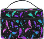 Goth Makeup Bag, Gothic Bats Halloween Luminous Makeup Organizer Bags Toiletry Bag Box Travel Cosmetic Bag Make Up Train Case for Women Teen Girl Ladies