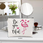 Flamingo Makeup Bag - Summer Cosmetic Bag, Animal Lover Gifts for Women, Themed Toiletry Bag for Graduation or Birthday