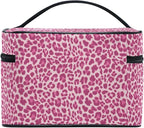 Makeup Bag, Pink Leopard Travel Makeup Organizer Bag Cosmetic Cases Toiletry Bags for Girl Women Ladies
