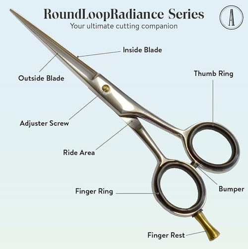 ANDUSTRIAL - Professional Hair Cutting Scissors/Shears For Men/Women/Home/Salon - Premium High Carbon Steel Quality - Smooth And Sharp - 5 Inch, Siver