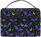 Goth Makeup Bag, Magic Gothic Galaxy Bat Makeup Organizer Bags Toiletry Bag Box Travel Cosmetic Bag Make Up Train Case for Women Teen Girl Ladies Skulls 219