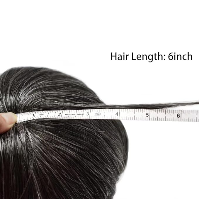 FACE MIRACLE Toupee for Men French Lace Hairpiece Human Hair Replacement System Skin PU Mens Toupee V-Looped Front Hair Piece 6"X8" #1B30 1B# OFF BLACK WITH 30% SYNTHETIC GREY-80% Light Density