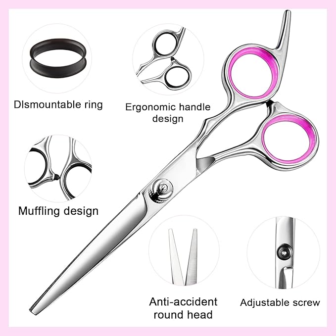 FCYSY Professional 11-Piece Hair Cutting Scissors Kit, Barber Scissors Hairdressing Texture Shears Straight Edge Razor Barber Supplies, Haircutting Shears Salon Tools