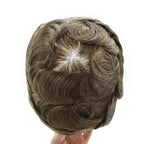 FACE MIRACLE Toupee for Men Lace Center Mens Toupee Hairpiece for Man Human Hair Replacement System Lace Center with Poly around Hair Units Mens Wig Hair Prosthesis 6"X8" 6# LIGHT BROWN