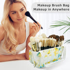 ROWNYEON Makeup Brush Bag, High Capacity Stand-Up Makeup Brush Holder, Travel Professional Cosmetic Bag Artist Organizer Bag Large Makeup Brush Case with Adjustable Divider (Brushes Not included)