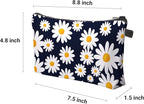 Cute Travel Makeup Bag Cosmetic Bag Small Pouch Gift for Women (Daisy Dark Blue)