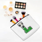 Soccer Gifts Initial Makeup Bag Monogrammed Cosmetic Bag Letter L Zipper Pouch Soccer Accessories for Girls Women Player Coach Friend Stuff Graduation Birthday Gifts