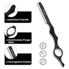 Hair Razors For Cutting Hair 6.89",Professional Hair Styling Thinning Texturizing Cutting Razor with Replacement Hair Razor Blades,Ideal for Salon/Home -11PCS Black