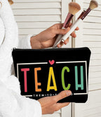 Teacher Makeup Bag,Teach Them to Be Kind Cosmetic Bag Gift for Women Girls,Birthday Christmas Appreciation Thank You Gifts for Teacher