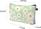 Cute Travel Makeup Bag Cosmetic Bag Small Pouch Gift for Women (Daisy Sage Green)