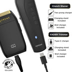 Supreme Trimmer Vader Trimmer & Crunch Foil Shaver Barber Haircutting Kit | Professional DLC T-Blade Beard Trimmer ST3778 & STF602 Waterproof IPX6 Shaver Set | (Black)