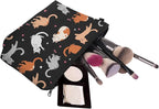 Cute Travel Makeup Bag Cosmetic Bag Small Pouch Gift for Women (Cat Black)