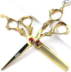 6 Inch Professional Hairdressing Scissors Set, Hair Clipper/Family Stainless Steel Hair Clipper (6 Inch Gold Set)