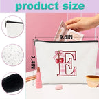 Initial Makeup Bag Monogram Cosmetic Bag Monogrammed Gifts for Women Girls Friends Coworker Niece Personalized Travel Toiletry Bag Christmas Bridal Shower Wedding Bridesmaid Gifts, Cherry E