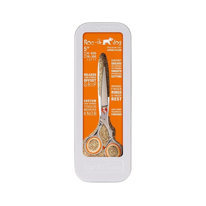 Cricket Centrix Roc-It Dog R 500 5” Professional Stylist Barber Hair Shears for Cutting - Precision Cast Convex Blade Hair Scissors, Offset Grip - Ideal for Hair Salon Use