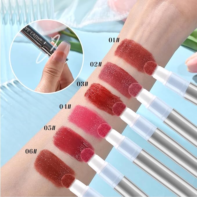 Cushion Lip Gloss Matte Lip Tint – Long-Lasting Lightweight Color, Soft Plush Applicator for Gradient Blurred Lips, Non-Sticky Velvet Finish Hydrating Lip Stain 03#–Brick Red