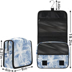 Vintage Blue Palm Hanging Travel Toiletry Kit Bag with Hook for Men and Boys, Beach Tropical Tree Makeup Case Waterproof Cosmetic Bag Storage Bag Organizer for Accessories Toiletries