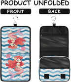 Cute Mermaid Travel Toiletry Bag with Hanging Hook for Women and Girls, Ocean Sea Starfish Cosmetic Makeup Case Organizer for Accessories, Shampoo, Full Sized Container, Toiletries
