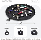 Lay-n-Go Cosmo Layflat Drawstring Cosmetic & Makeup Bag Organizer - Portable Drawstring Bag w/Zipper Pocket, Makeup Loops & More - Durable, Machine Washable Toiletry Bag for Travel (20", Checked)