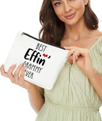JIUWEIHU Best Effin Grammy ever Grammy Gift, Grandma Gifts, Funny Grandma Birthday Gifts, New Grandma Announcement Idea New Grandma Gift- Best Effin?Gigi Ever Makeup Bag for Mothers Day Gifts