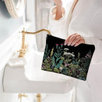 Small Makeup Bag for Purse Cute Canvas Waterproof Cosmetic Bags for Women Zipper Travel Toiletry Pouch-Wildflowers Makeup Bags