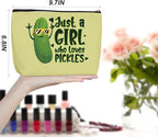 Cute Pickles Makeup Bag Pickle Gifts Cosmetic Travel Bags Pickle Accessories Decor Stuff for Vegetable Pickles Lovers Women Girls Sister Best Friend Mom Chef Funny Skincare Bag for Christmas Birthday