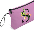 Women Birthday Unique Bride to be Bridal Shower Initial Gifts for Mom Sister Friend Her Teacher Aunt Makeup Cosmetic Bag with Mirror Mothers Day Christmas Graduation S