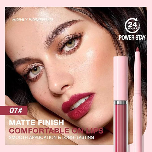 AMY'S DIARY Lip Gloss and Lip Liner Set – Matte Liquid Lipstick with Matching Lip Pencil – Rose Red, Berry, Wine Red Shades – Long Lasting, Waterproof, Non-Sticky Lip Makeup Kit for Defined Lips