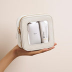 Mini Cosmetic Bag Clear Makeup Bag Small Travel Toiletry Bag with Zipper, Cute Car Cosmetic Case Transparent Makeup Pouch for Purse (White)