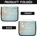 Hanging Travel Toiletry Bag for Women Men Teal Wooden Waterproof Makeup Bag Beach Starfish Portable Cosmetic Bag Travel Essentials for Traveling Accessories Toiletries Bathroom Shower