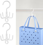 OUTXE 2-Pack Organizer Hooks for Bogg Bag Accessories, Multifunctional Stackable Storage ABS Hanger Hooks for X Large Medium Baby Bog Bag, Universal Rubber Tote Beach Bag Accessories, White