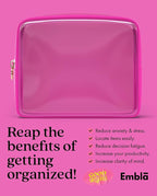 Clear Makeup Bag Zipper Pouch, Transparent Cosmetic Case Organizer, TSA Approved Travel Toiletry Case, Travel Accessories Essentials Makeup Tote for Women, Large Cute Make up Bag for Purse - Fuchsia