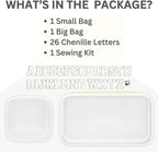 Personalized Travel Makeup Bag Set, 2PCS Toiletry Bag & 26 Chenille Letters, Elegant Skincare Bag, DIY Bridal Shower Gifts for Engagement Wedding (White)
