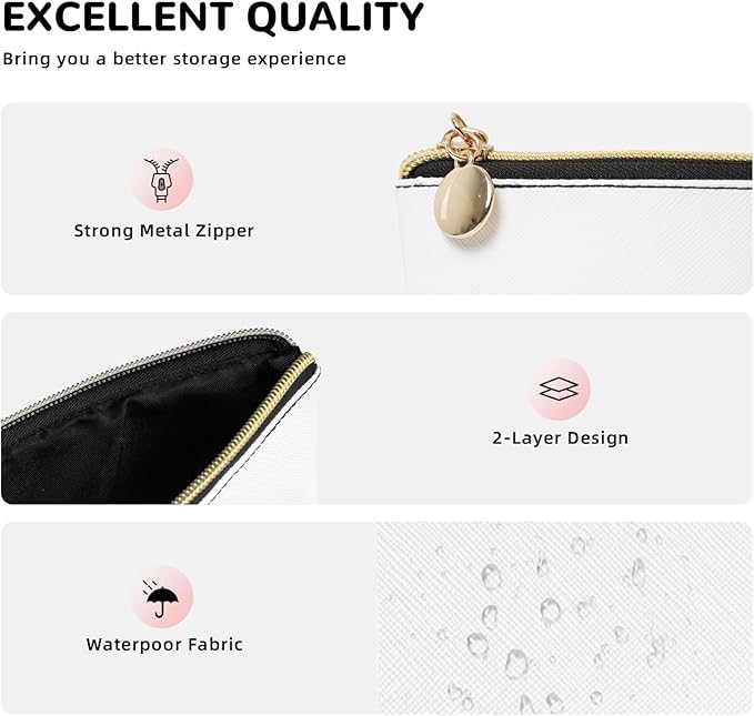 Womens Leather Makeup Bag Cosmetic Bag Travel Toiletry Bags Make Up Bags for Women Adult (Elegant Blue Lady)