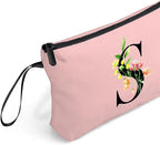 Women Birthday Unique Bride to be Bridal Shower Initial Gifts for Mom Sister Friend Her Teacher Aunt Makeup Cosmetic Bag with Mirror Mothers Day Christmas Graduation S