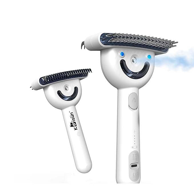 Multifunctional Pet Comb with Spray - 360° Steel Pin Comb and Detangling Knife, Pet Hair Removal Grooming Tool, Anti-static, Waterproof, Rechargeable - Suitable for Long-haired or Curly-haired Pets