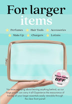 Clear Makeup Bag Zipper Pouch, Transparent Cosmetic Case Organizer, TSA Approved Travel Toiletry Case, Travel Accessories Essentials Makeup Tote for Women, Large Cute Make up Bag for Purse - Sand