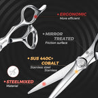 SWAP Professional Hair Cutting Scissors - 5.5'' Japanese SUS 440C Steel Barber Scissors, 60-62HRC Sharp Edge Blade with Adjustable Tension Screw for Salon & Home Use（5.5'' Hair Shears）