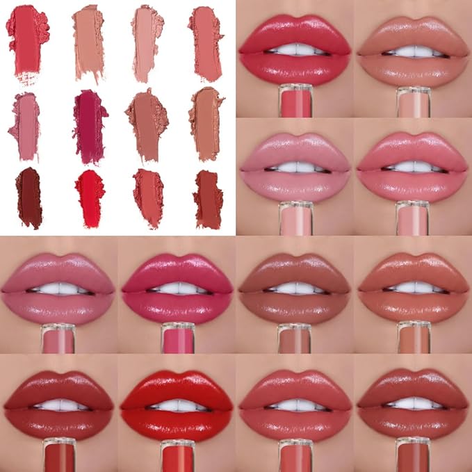 12 Color Cream Lip Gloss, 2024 Upgraded Waterproof Long-Lasting Moisturizing Lip Gloss, Non-Stick to Cup Natural Jelly Lipstick for Women Home Travel (#05, 1pack)