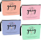 4Pcs Girls Trip Favors Weekender Bags for Women - Girl Power Makeup Bag with Zipper Pouch for Wedding, Bachelorette Party