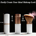 Makeup Brush Retractable Kabuki Brush for Liquid, Powder, Cream, Foundation, Powder Blush, Bronzer, and Flawless Face - White, Travel Size