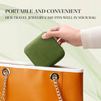Travel Jewelry Case, Small Plush Velvet Jewelry Box for Women and Girls, Portable Jewelry holder organizer for Rings Earrings Necklaces Bracelets(Avocado Green)